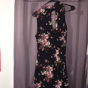 FLORAL Pink black dress summergreen